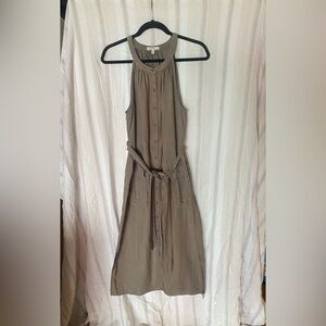 JOIE Linen Dress Olive Green Medium